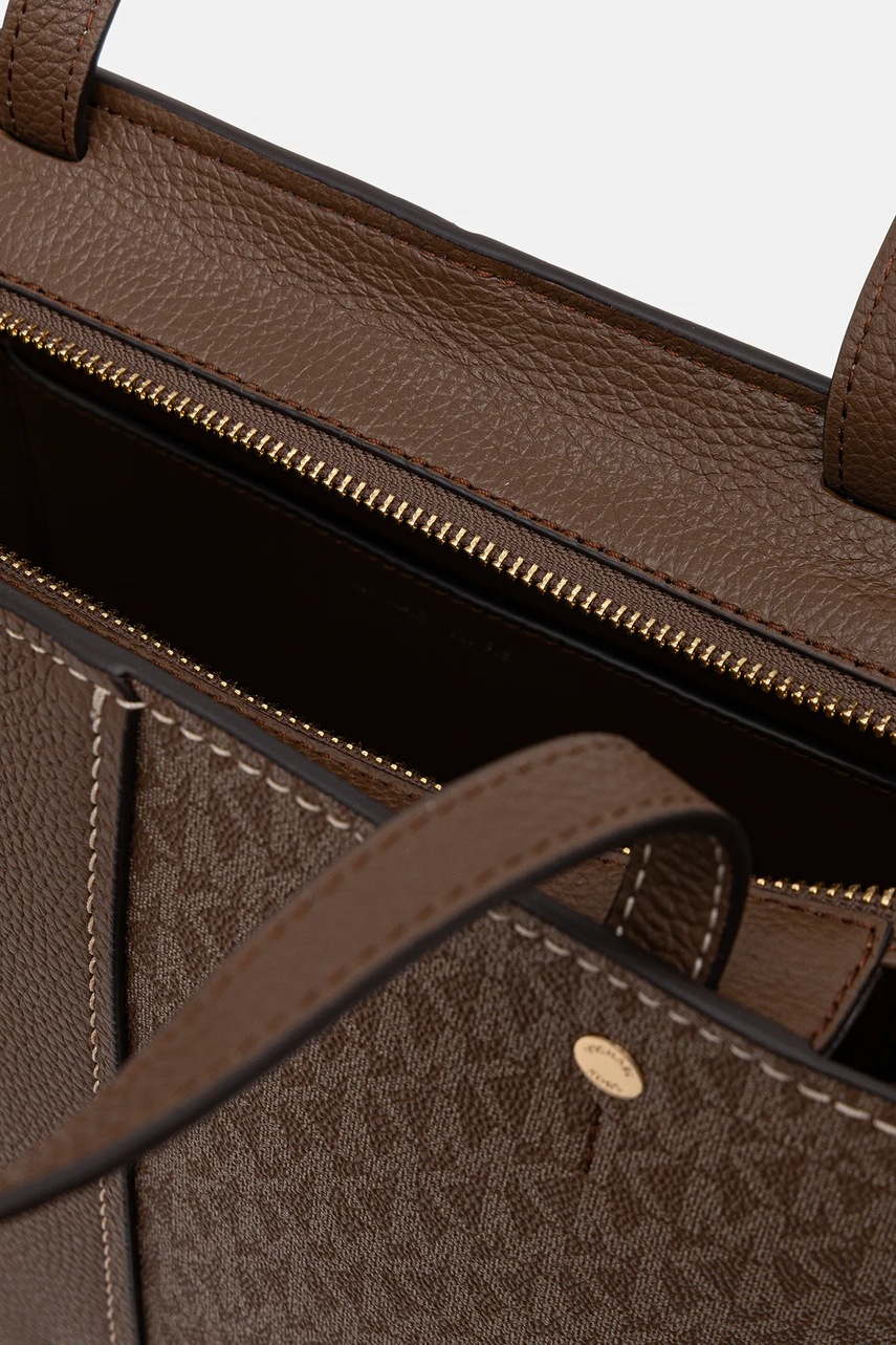 Τσάντα MICHAEL Michael Kors FLORA χρώμα: καφέ, 30T5GFFT2B φωτογραφία