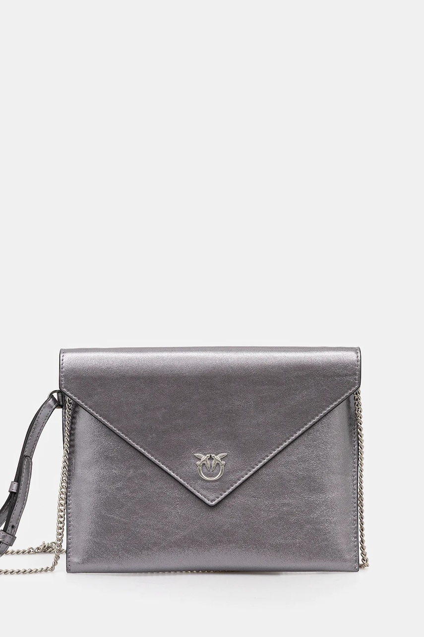 Kožené psaníčko Pinko stříbrná barva, 104820 A2O9