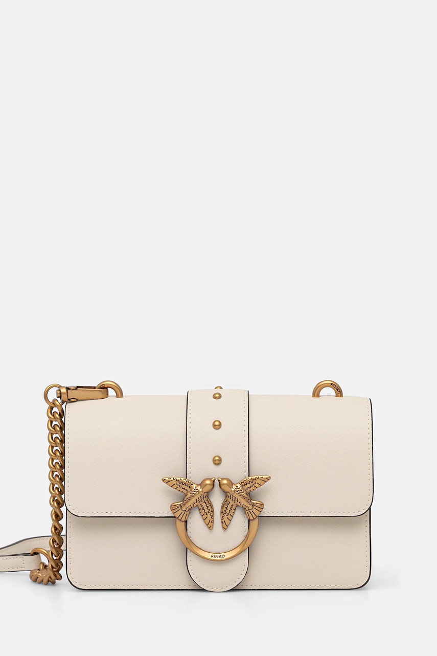 Kožená kabelka Pinko béžová barva, 105856 A0F1
