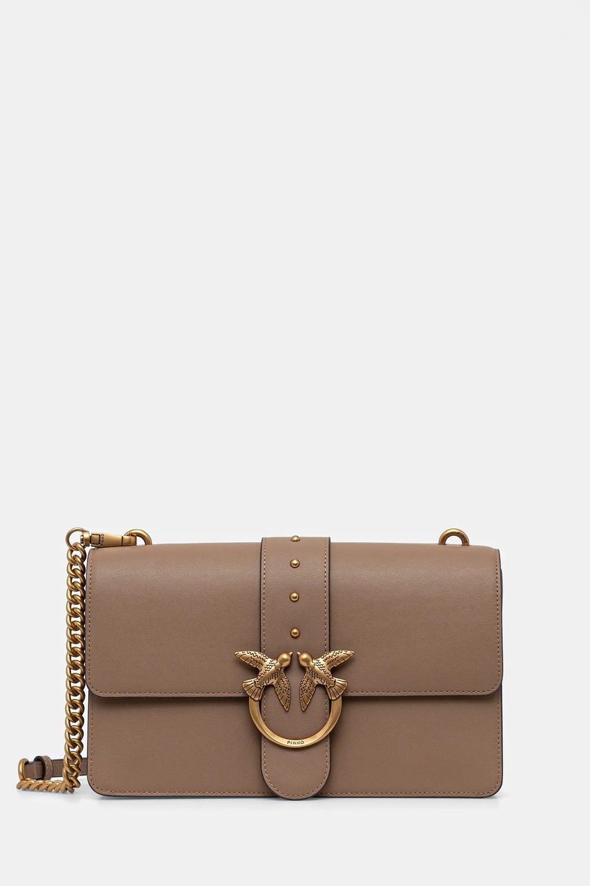 Levně Kožená kabelka Pinko hnědá barva, 105857 A0F1