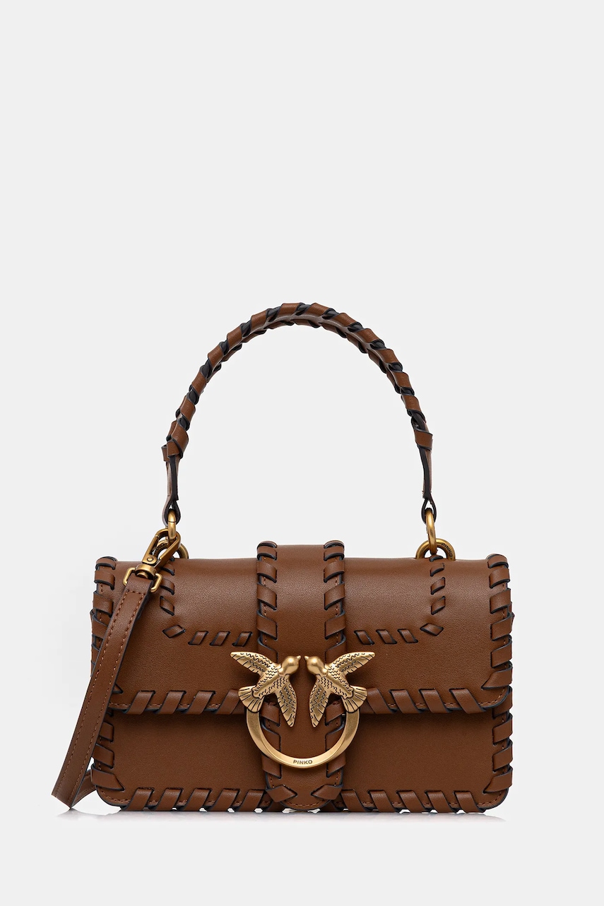 Levně Kožená kabelka Pinko hnědá barva, 100059 A2OR