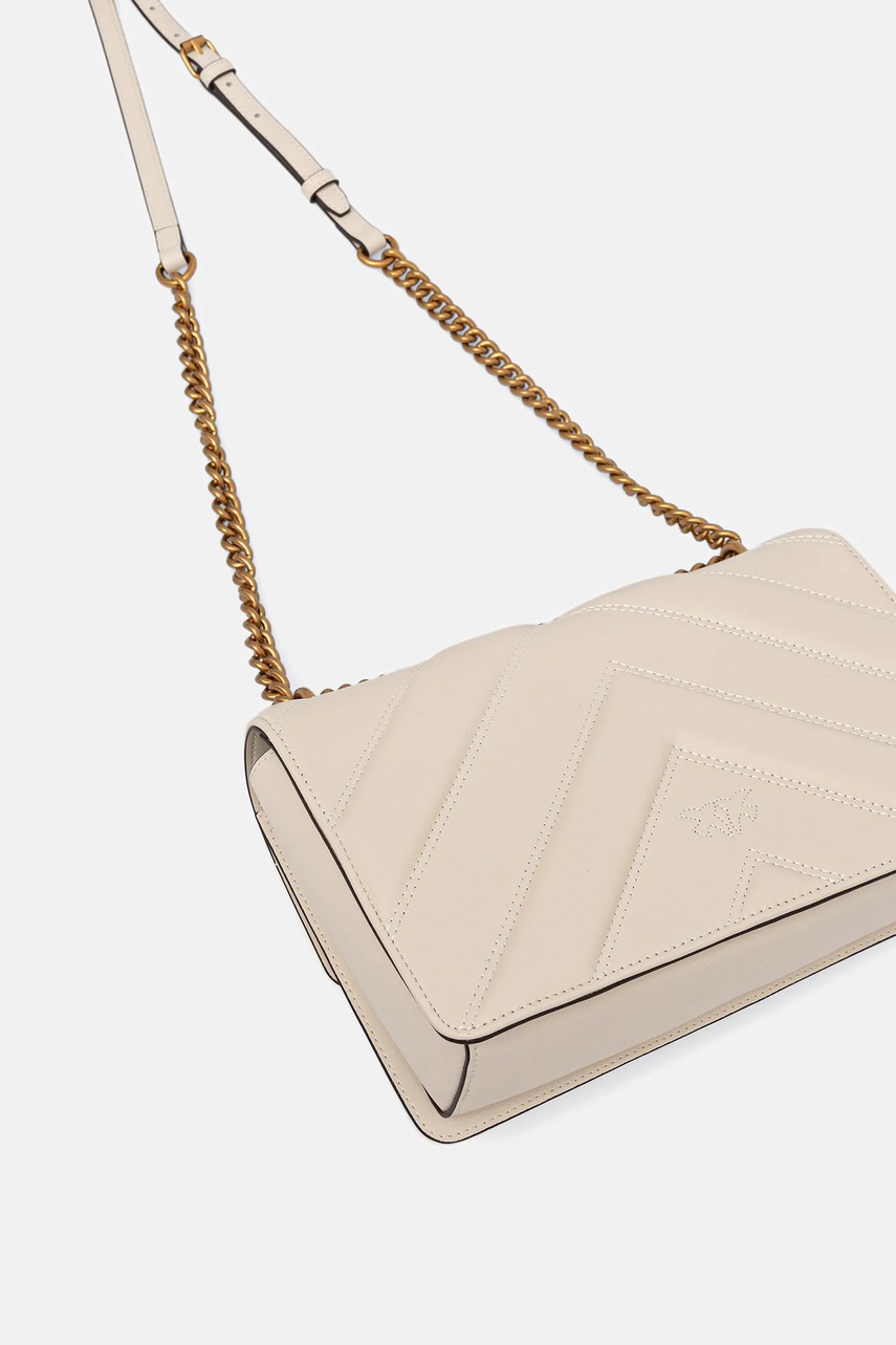 Δερμάτινη τσάντα Pinko χρώμα: μπεζ, 104549 A2OS φωτογραφία