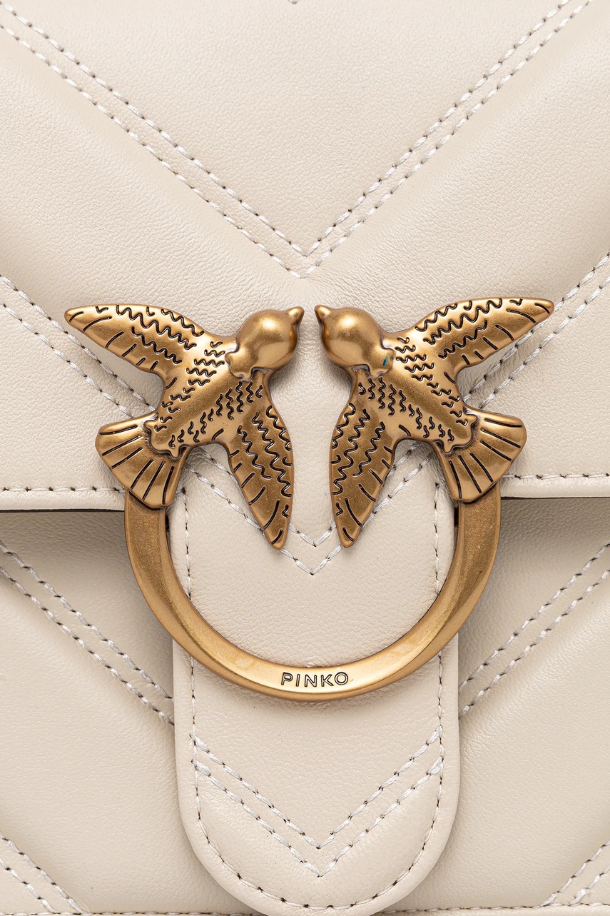 Δερμάτινη τσάντα Pinko χρώμα: μπεζ, 104549 A2OS φωτογραφία