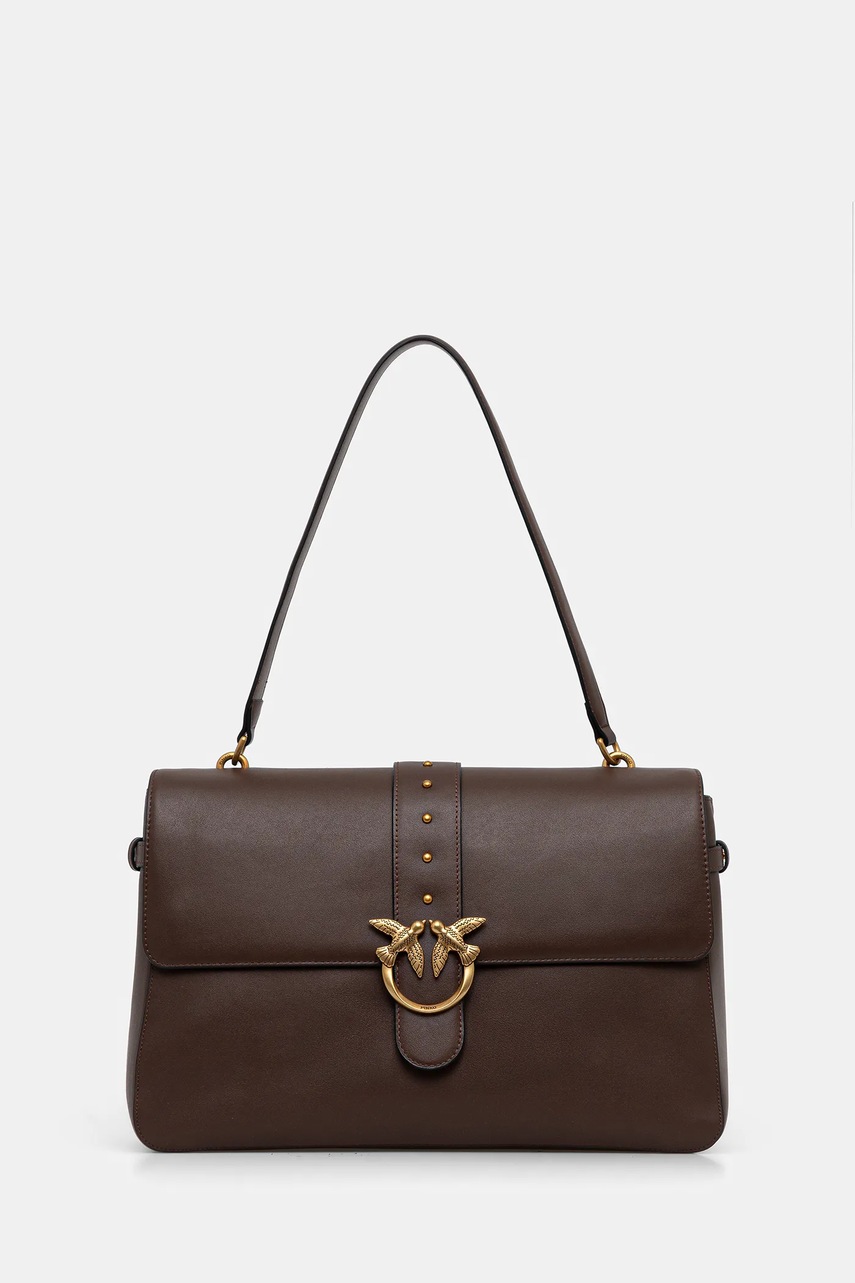 Levně Kožená kabelka Pinko hnědá barva, 105067 A0QO