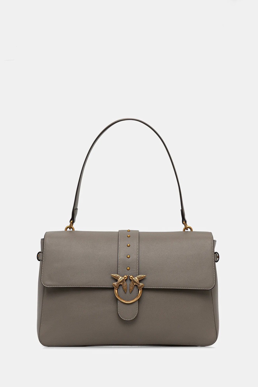 Levně Kožená kabelka Pinko šedá barva, 105067 A0QO