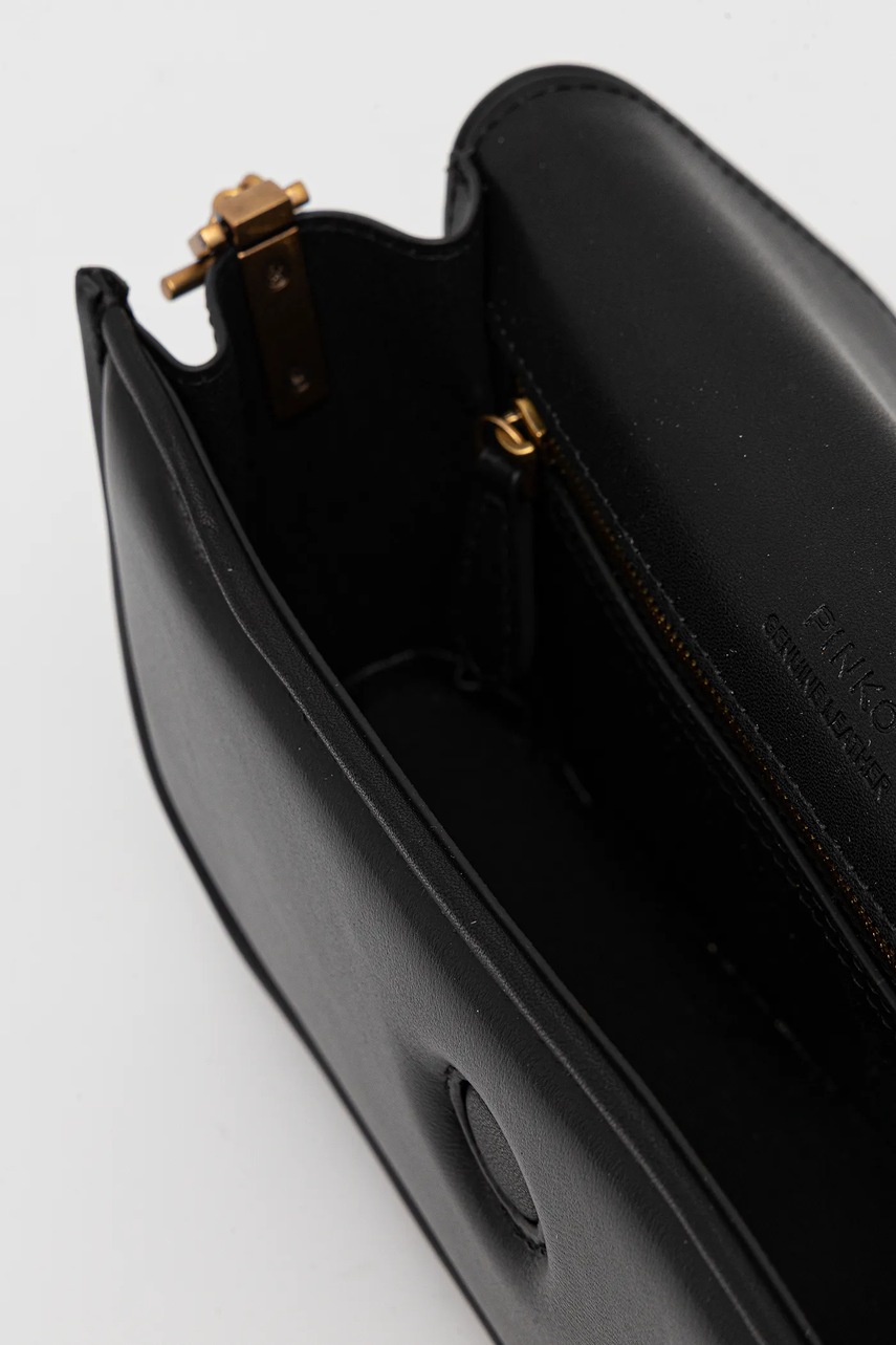 Δερμάτινη τσάντα Pinko Horizontal χρώμα: μαύρο, 105083 A26L φωτογραφία