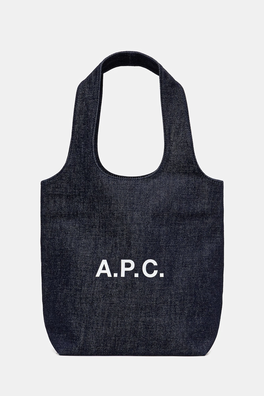 A.P.C. geantă de bumbac tote ninon small culoarea bleumarin, COHIZ.M61861