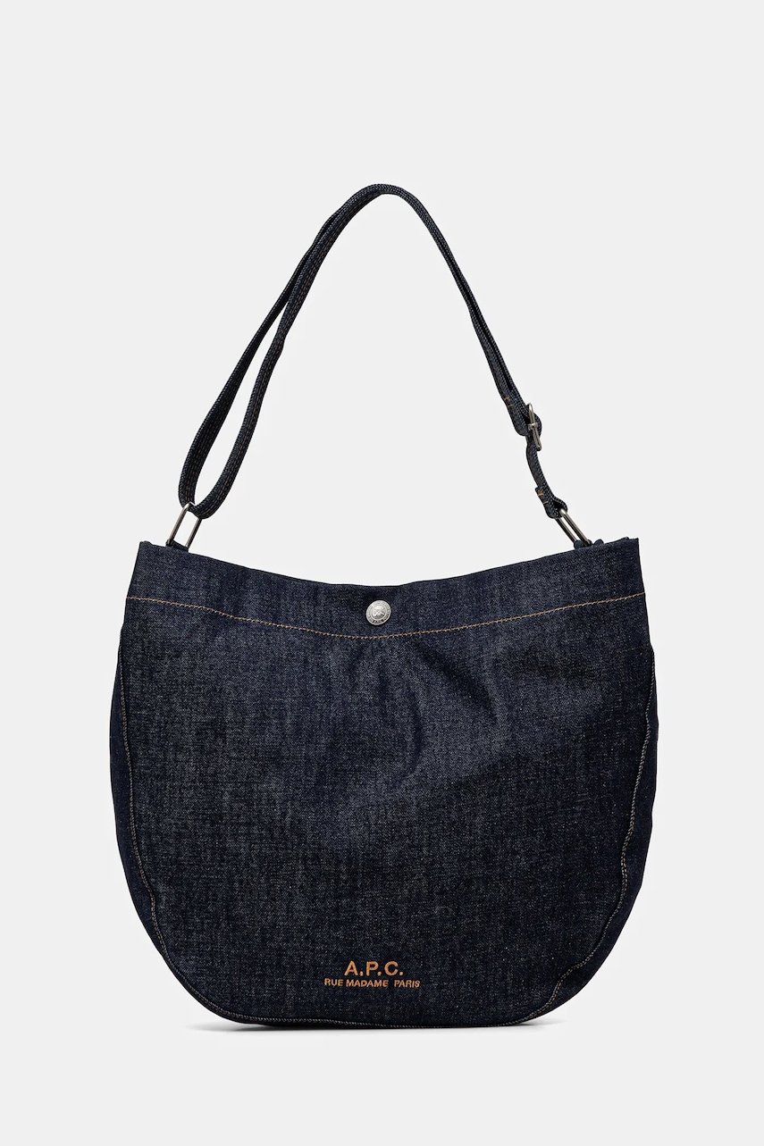 A.P.C. geantă de blugi besace journal culoarea bleumarin, COHIZ.M61939