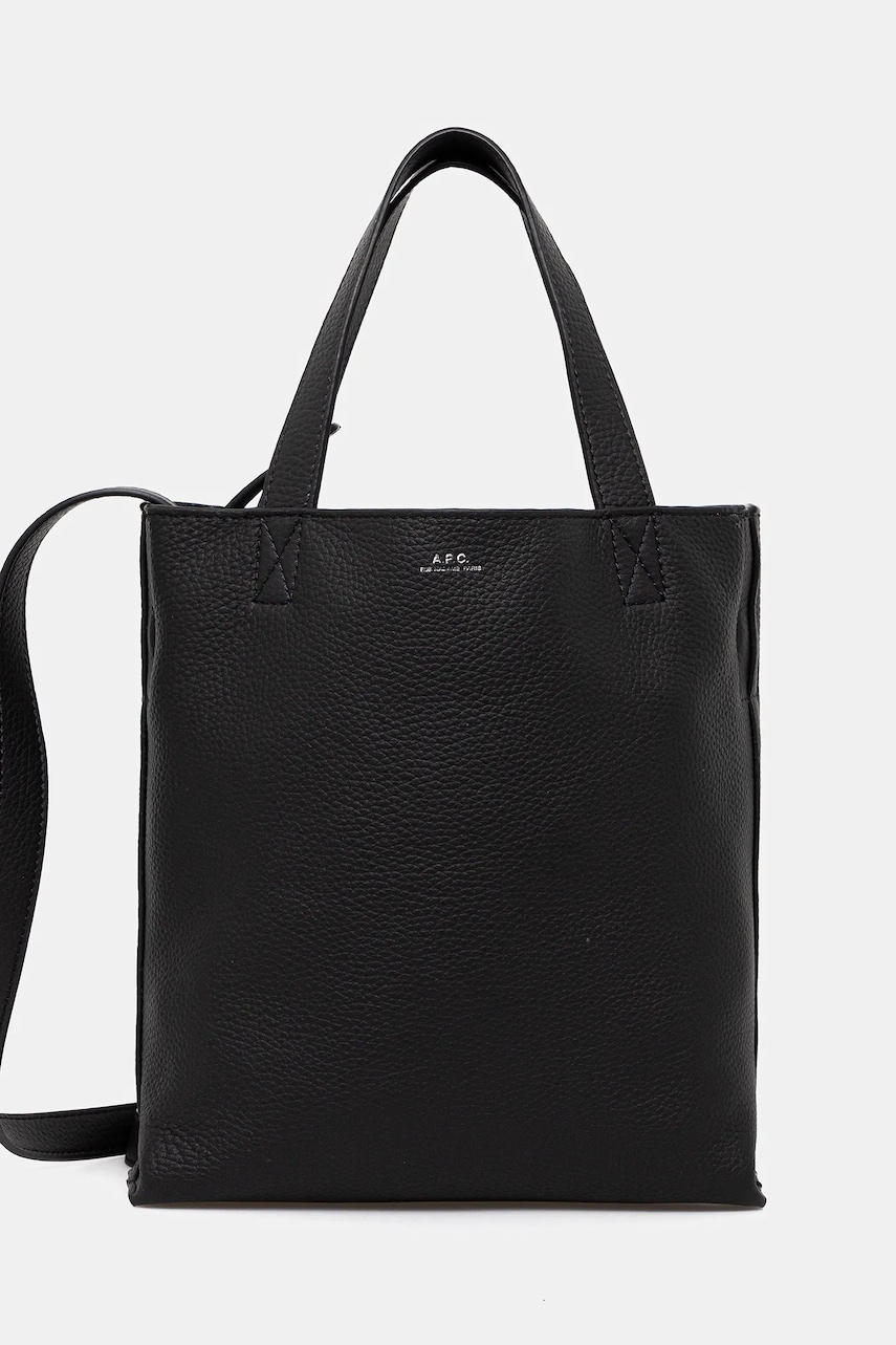 A.P.C. poșetă de piele cabas maiko small culoarea negru, PXCBC.M61667