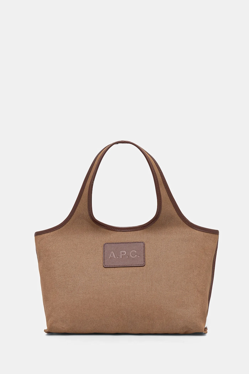 A.P.C. geantă de bumbac cabas harper mini culoarea maro, COHKF.F67039