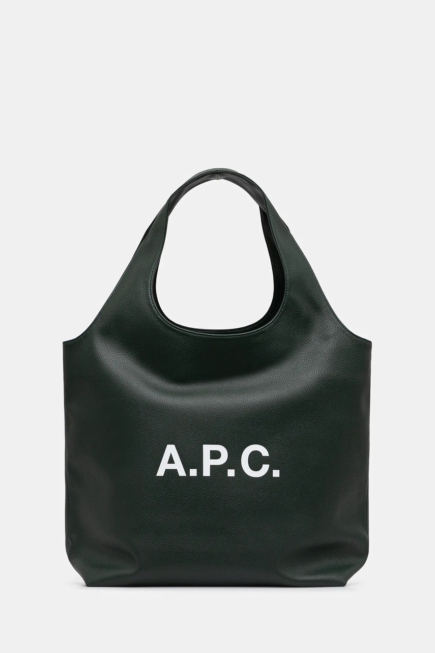 A.P.C. poșetă tote ninon culoarea verde, PUABO.M61565