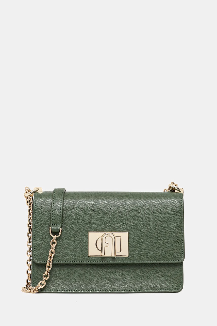 Furla poșetă de piele culoarea verde, BAFKACO.ARE000.OLI00