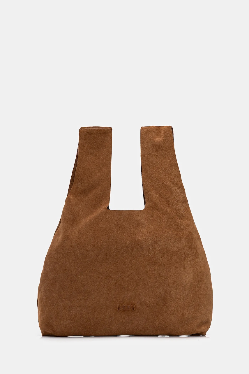 MSGM geantă de mână din piele întoarsă culoarea maro, 3941MDZ65.966