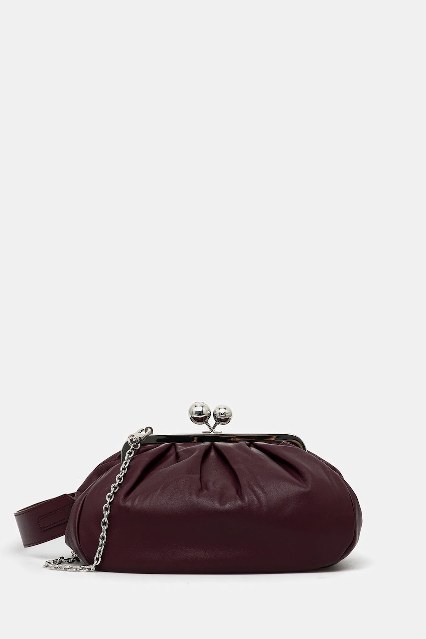 Levně Kožené psaníčko Weekend Max Mara CUBICO vínová barva, 2525516194600