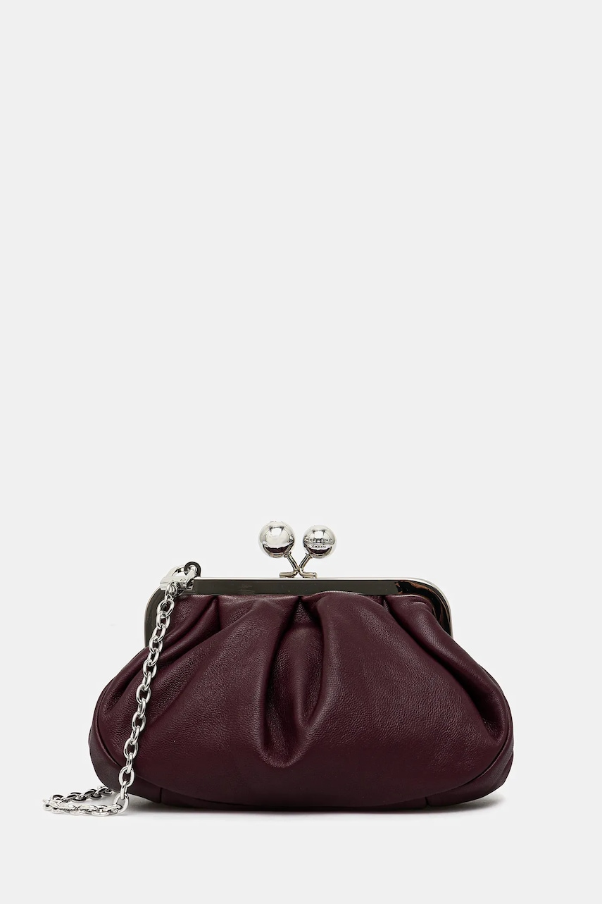 Weekend Max Mara poșetă de piele PRATI culoarea bordo, 2525516204600