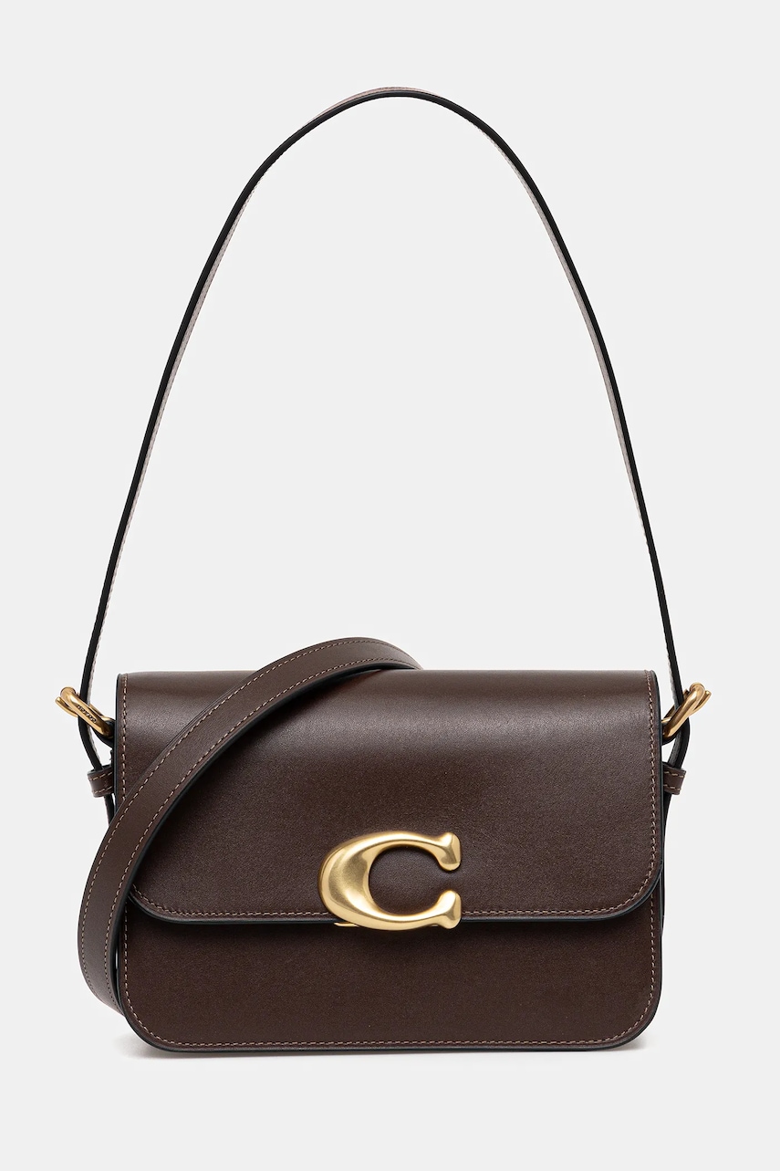 Coach poșetă de piele culoarea maro, CAM17