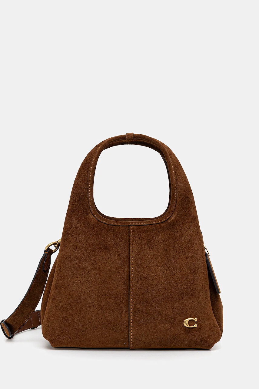 Coach geantă de mână din piele întoarsă Lana 23 culoarea maro, CBZ95