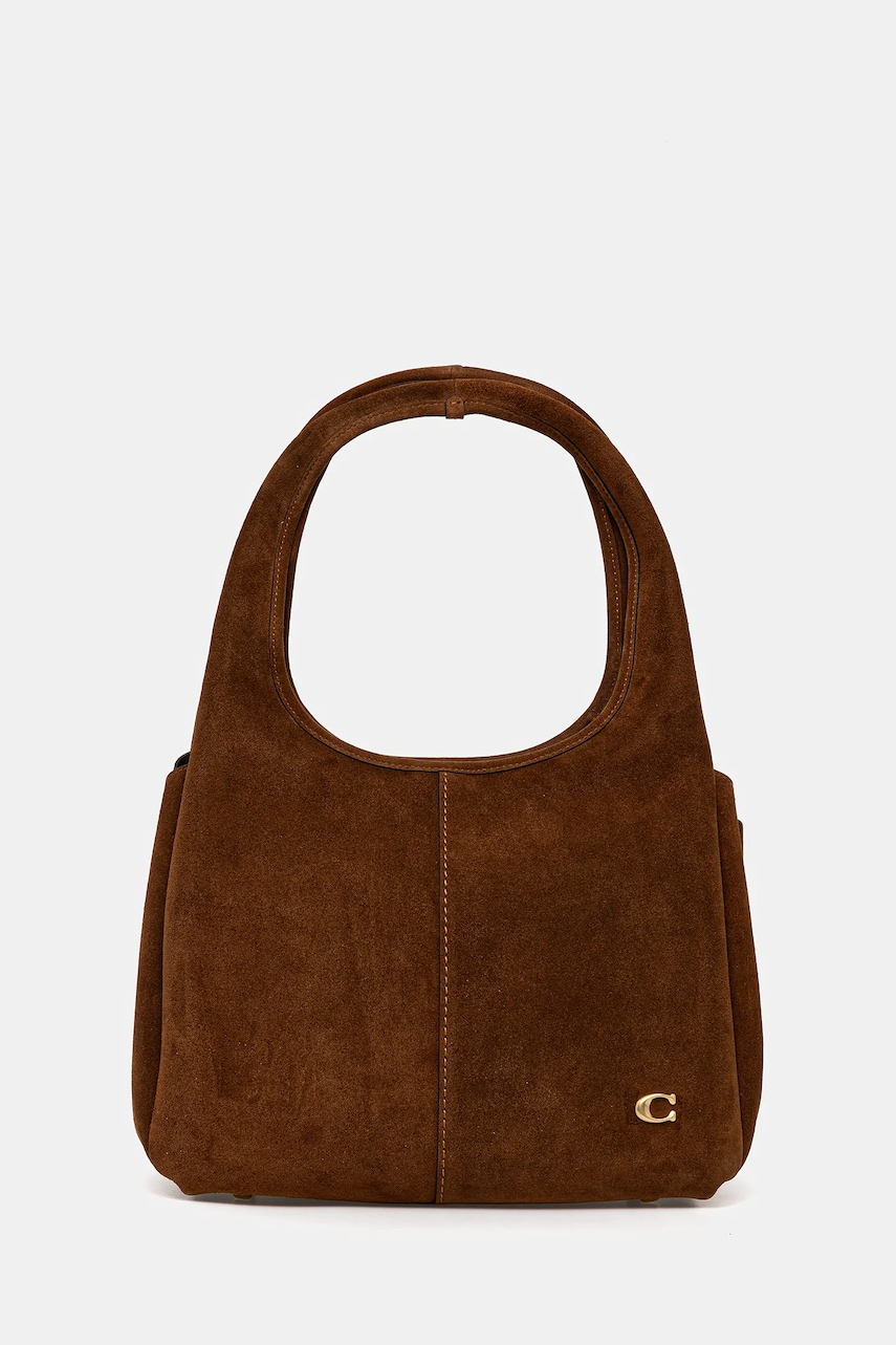 Coach geantă de mână din piele întoarsă Lana culoarea maro, CBZ96