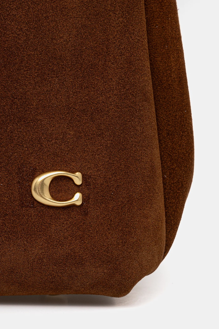 Τσάντα σουέτ Coach Lana χρώμα: καφέ, CBZ96 φωτογραφία