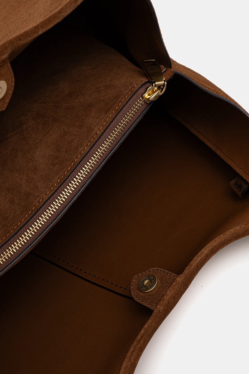 Τσάντα σουέτ Coach Lana χρώμα: καφέ, CBZ96 φωτογραφία