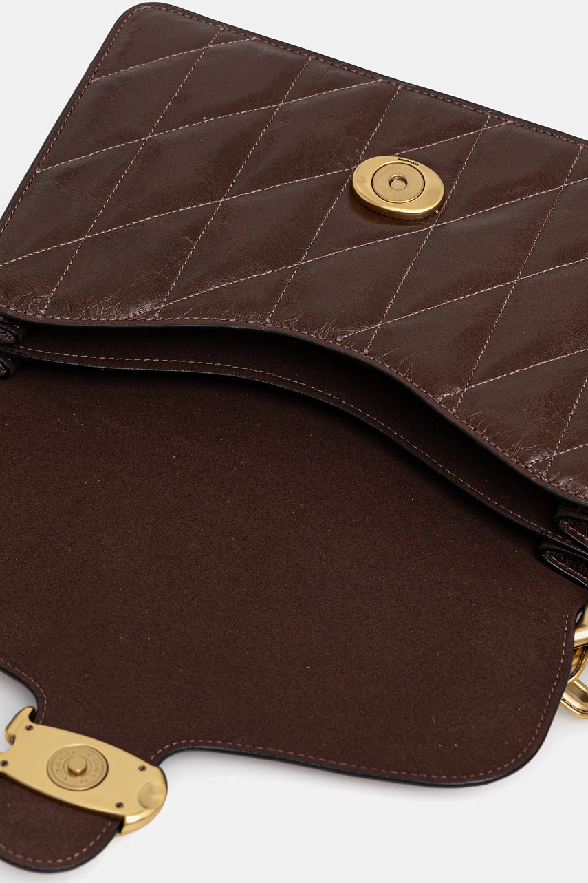 Δερμάτινη τσάντα Coach Tabby χρώμα: καφέ, CAF55 φωτογραφία