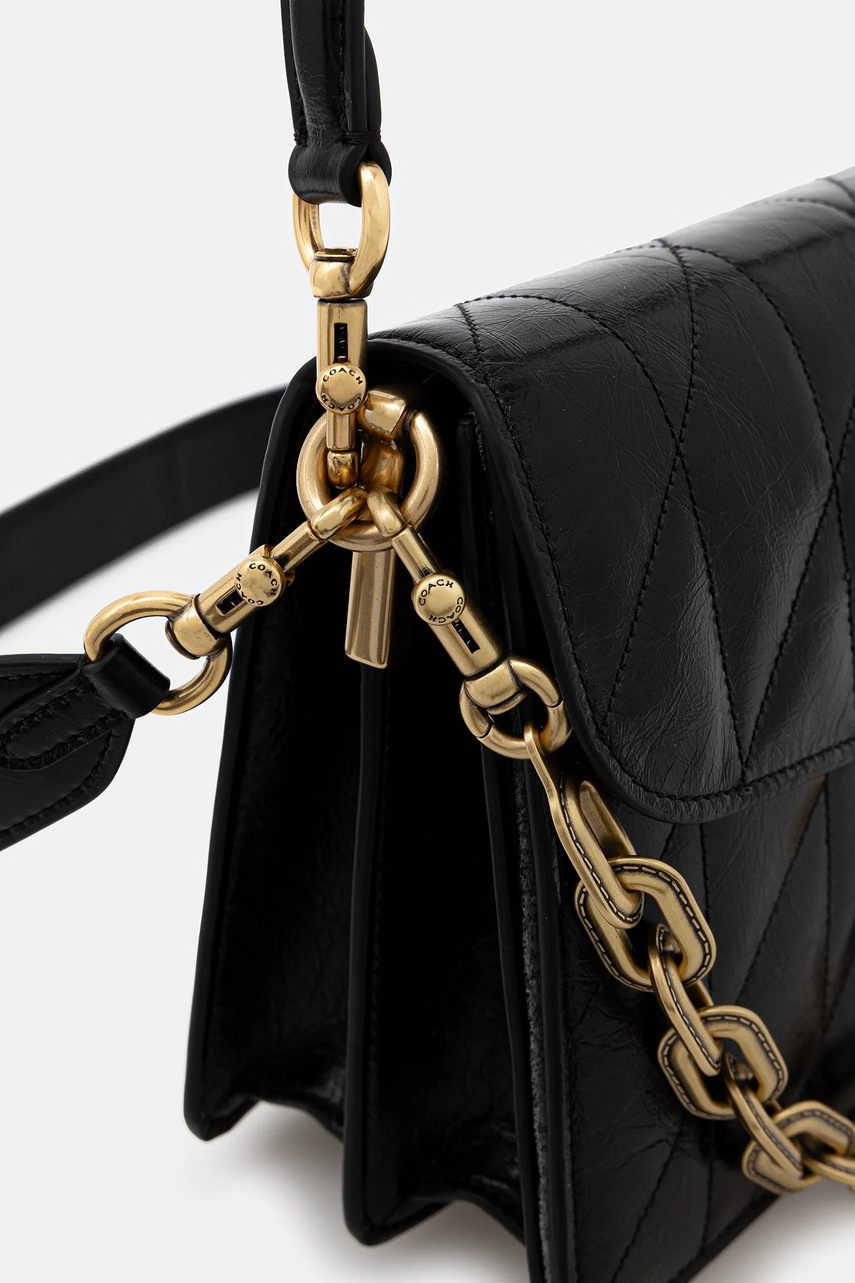 Δερμάτινη τσάντα Coach Tabby χρώμα: μαύρο, CAF55 φωτογραφία