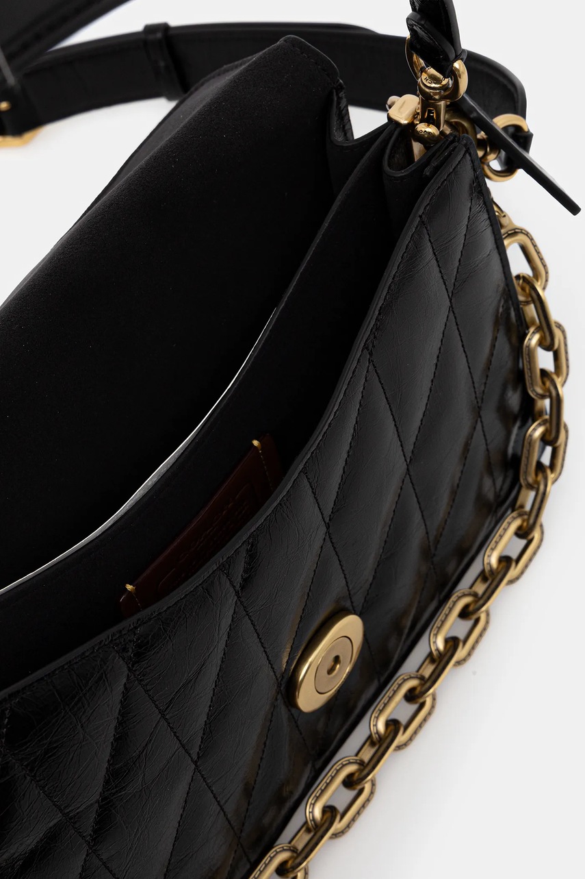 Δερμάτινη τσάντα Coach Tabby χρώμα: μαύρο, CAF55 φωτογραφία