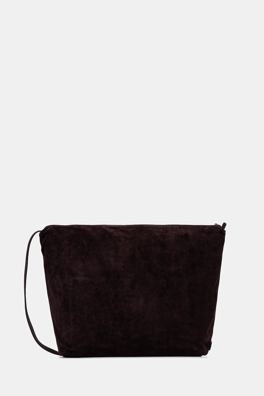 Emporio Armani geantă de mână din piele întoarsă culoarea maro, EW003247 AF20353