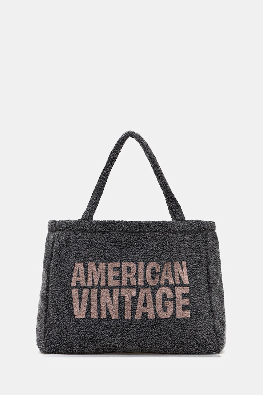American Vintage poșetă culoarea gri, HOK26A