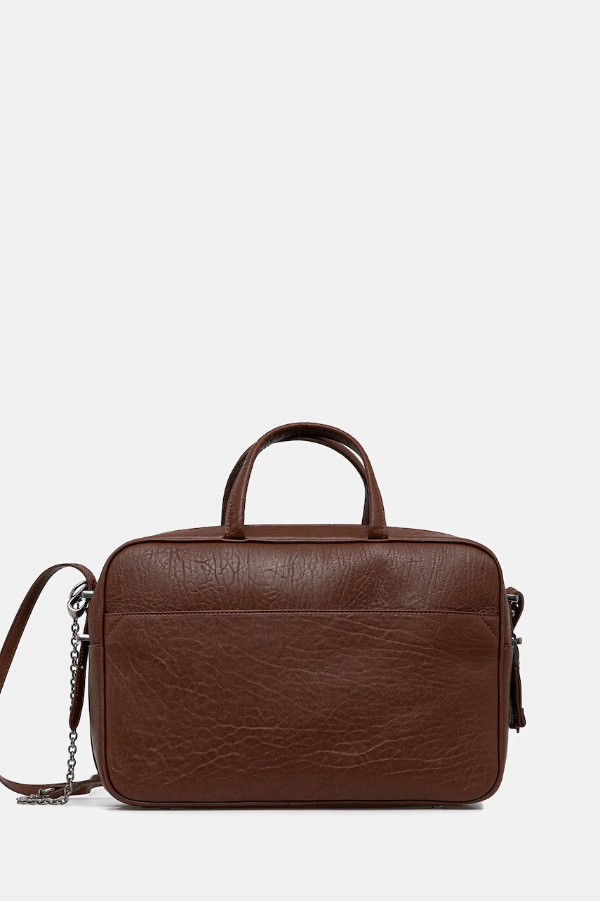 Levně Kožená kabelka Weekend Max Mara PALOS hnědá barva, 2525516085600