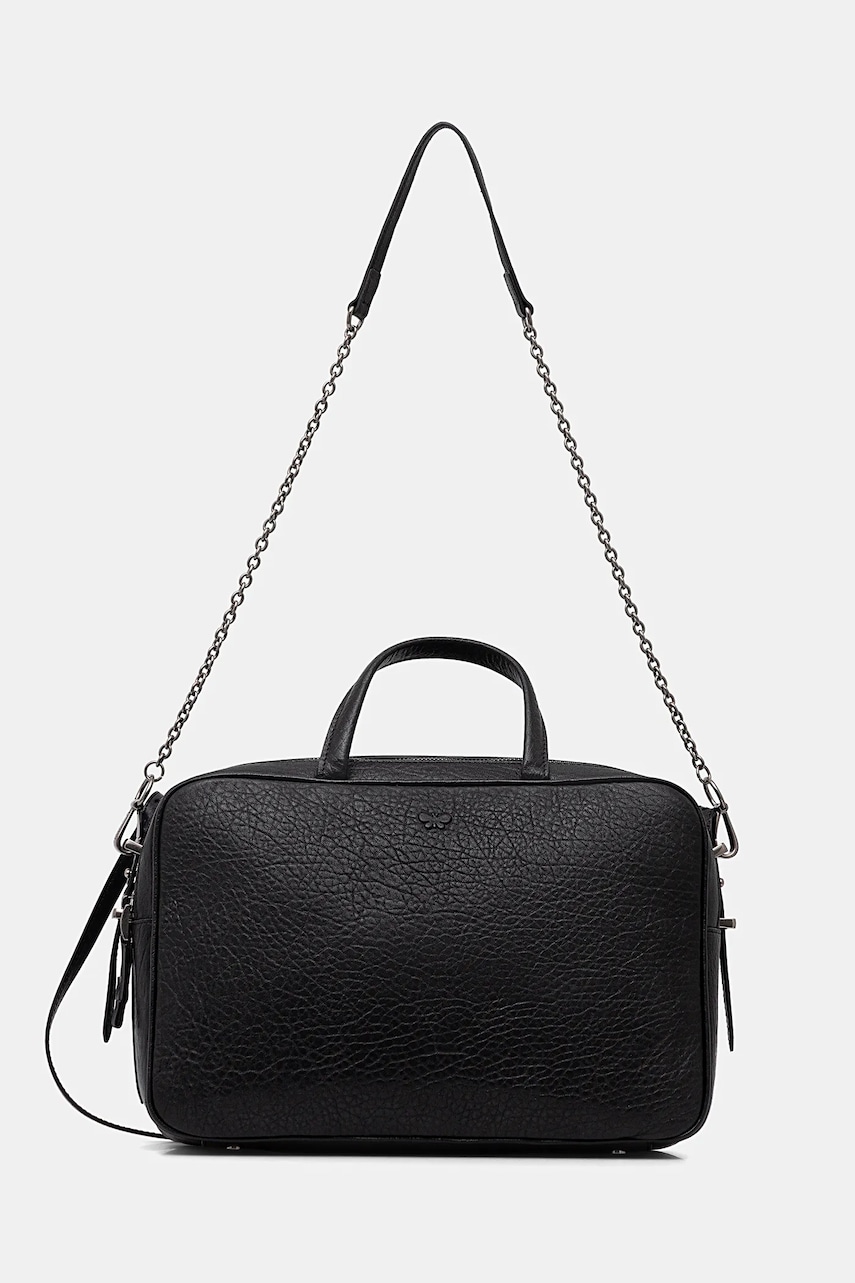 Levně Kožená kabelka Weekend Max Mara PALOS černá barva, 2525516085600