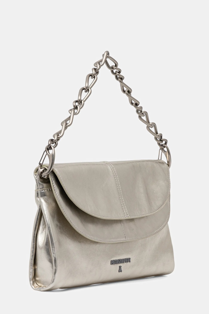 Кожаная сумка Patrizia Pepe цвет серебрянный 2B0152 L041 Кожаная сумка Patrizia Pepe цвет серебрянный 2B0152 L041