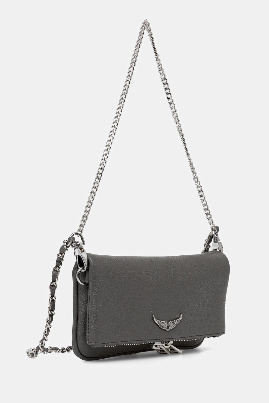 Кожаная сумочка ZADIG&VOLTAIRE цвет серый LWBA03975 Кожаная сумочка ZADIG&VOLTAIRE цвет серый LWBA03975