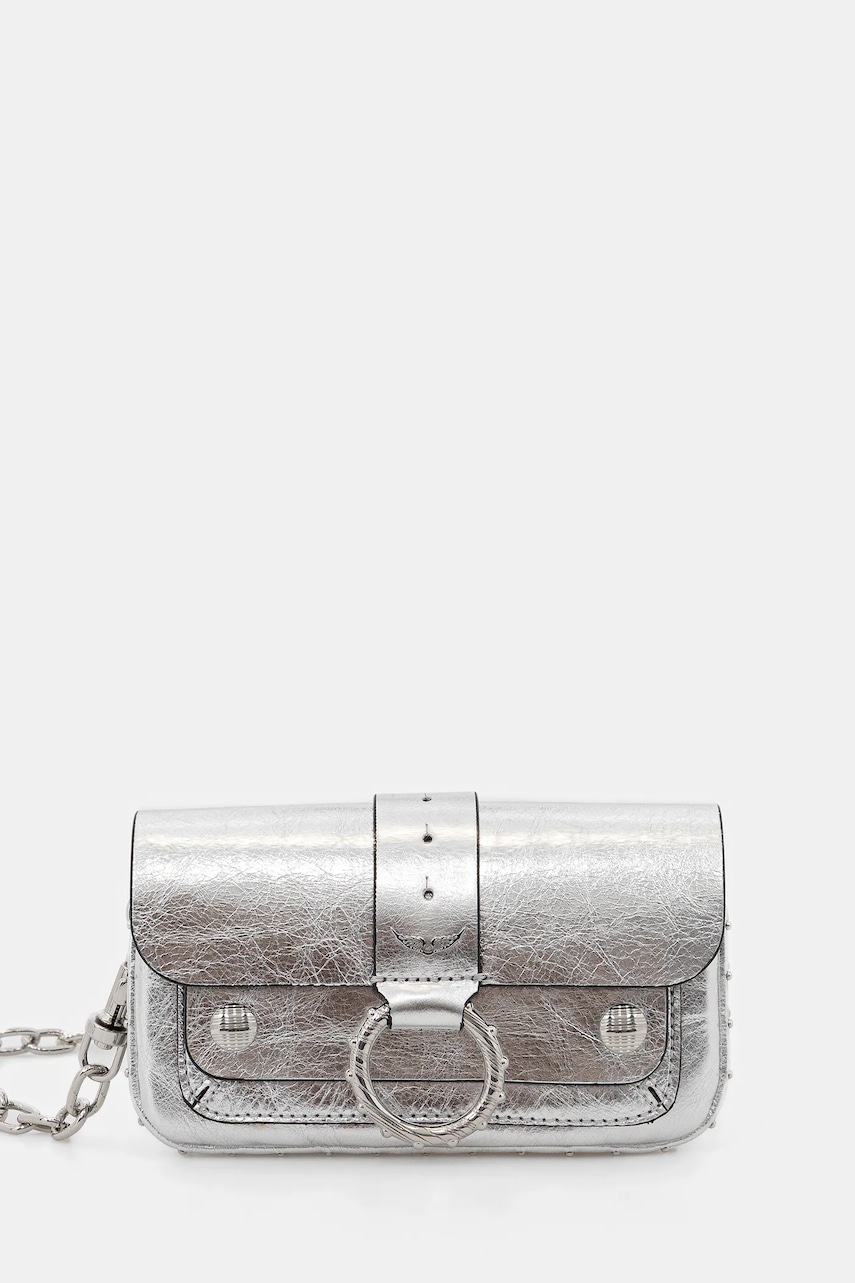 ZADIG&VOLTAIRE poșetă de piele culoarea argintiu, LWBA03973