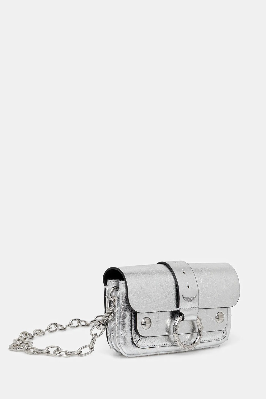 Кожаная сумочка ZADIG&VOLTAIRE цвет серебрянный LWBA03973 Кожаная сумочка ZADIG&VOLTAIRE цвет серебрянный LWBA03973