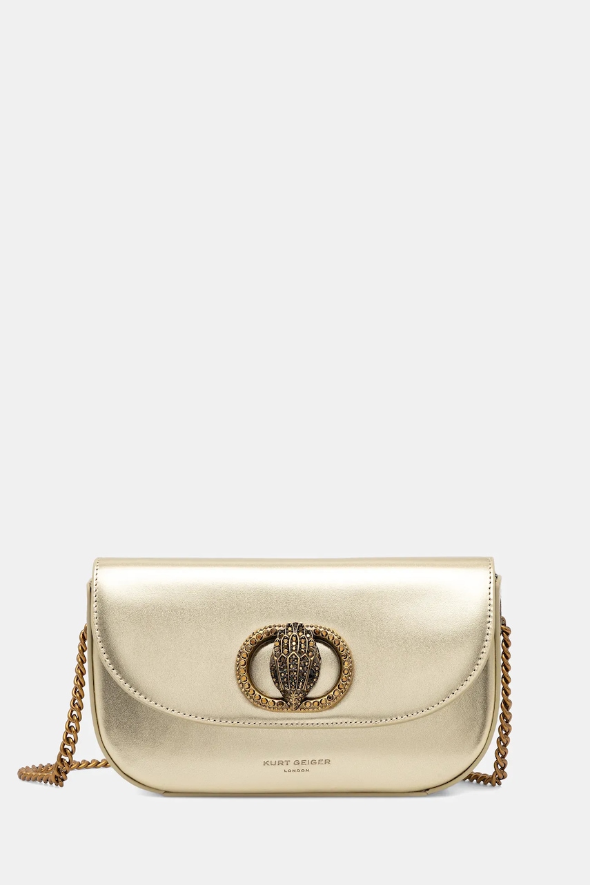 Levně Kožená kabelka Kurt Geiger London zlatá barva, 3591561109