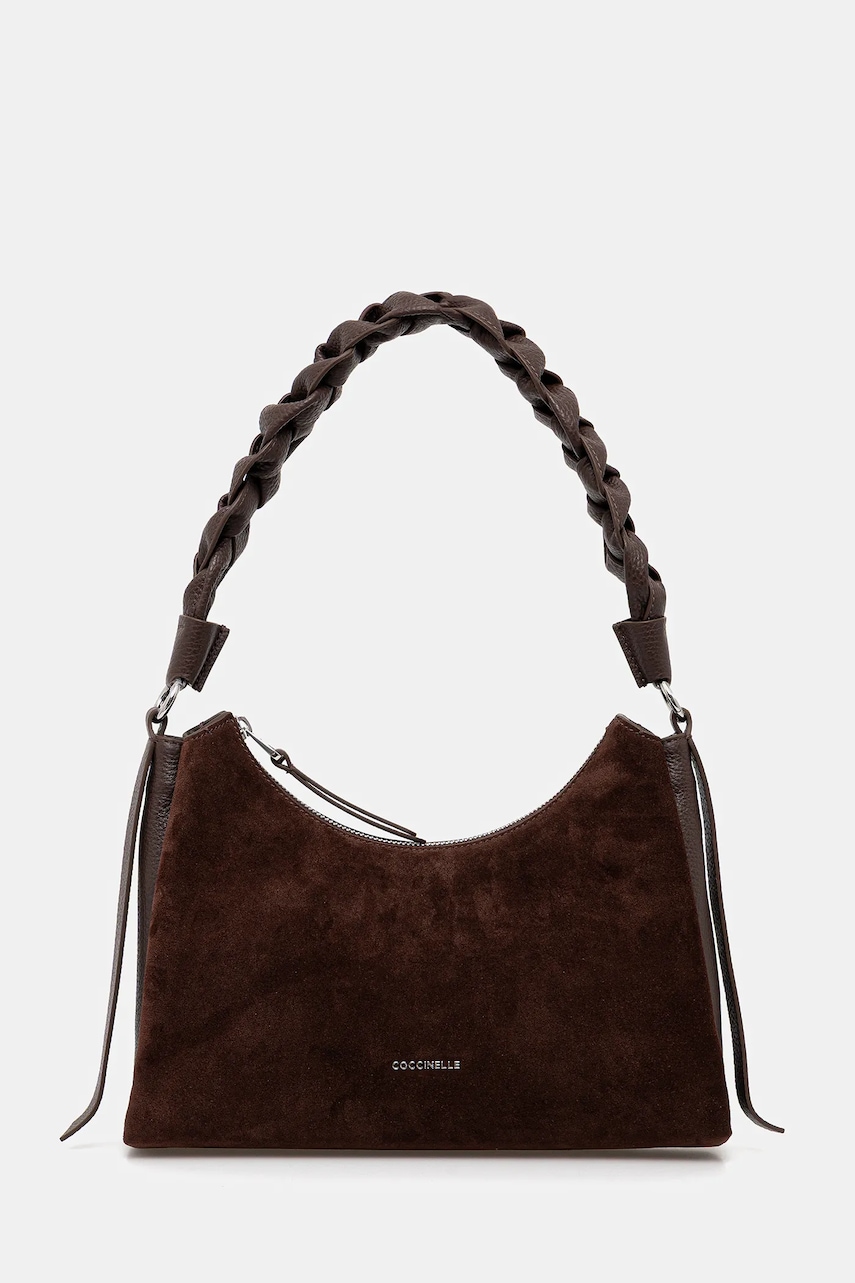 Coccinelle geantă de mână din piele întoarsă BOHEME SUEDE BIMATERIAL culoarea maro, E1.P6P.13.03.01
