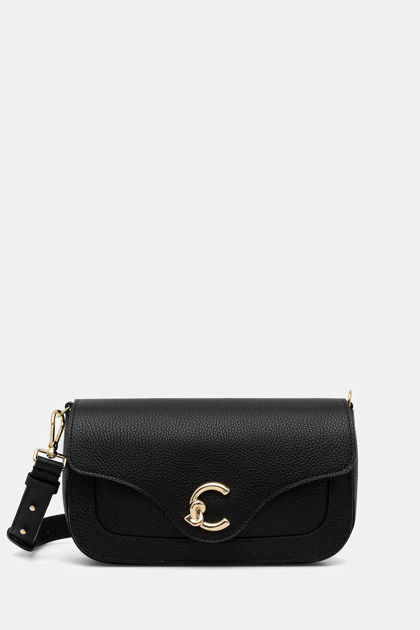 Coccinelle poșetă de piele COCCINELLE C-ME culoarea negru, E1.SSL.12.03.01