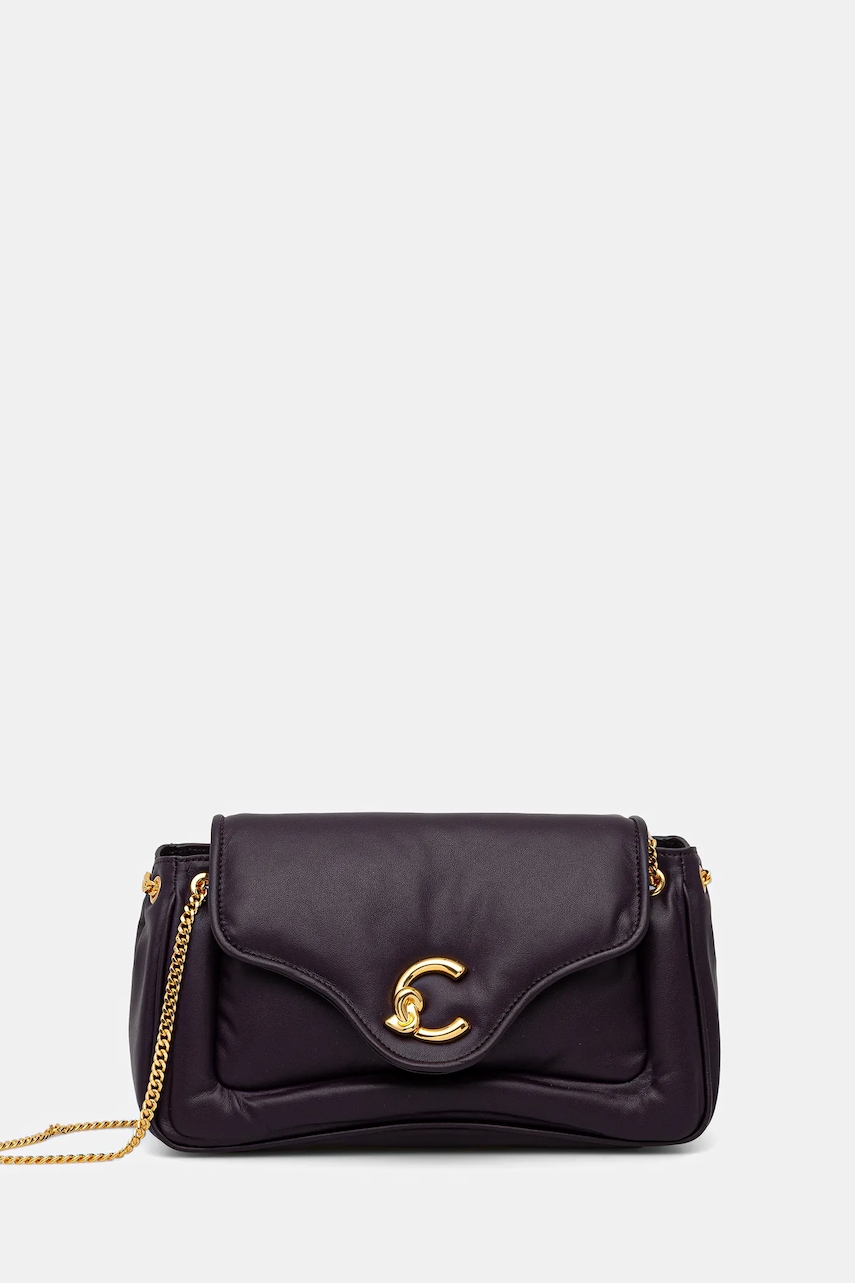 Coccinelle poșetă de piele COCCINELLE C-ME FLUFFY culoarea negru, E1.SUE.12.01.01