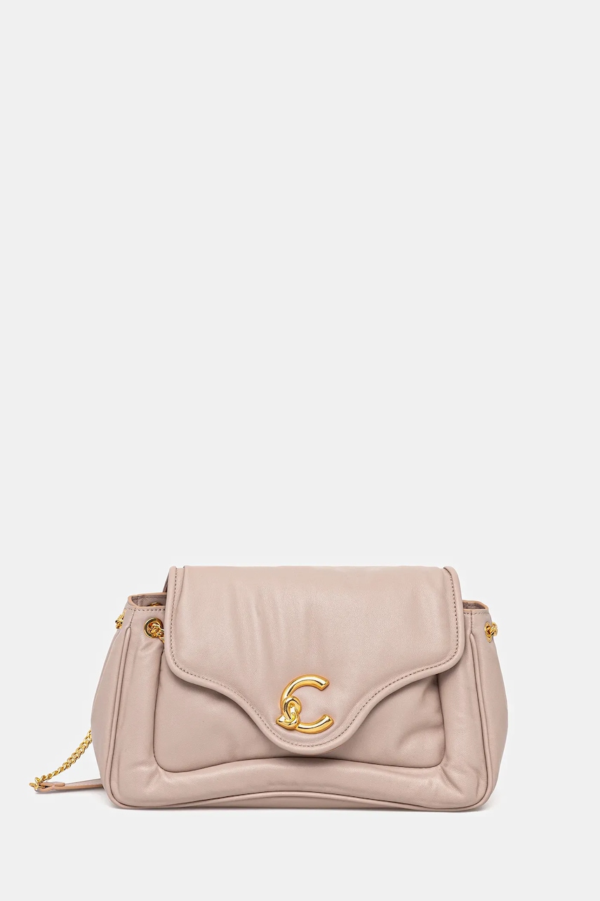 Coccinelle poșetă de piele COCCINELLE C-ME FLUFFY culoarea bej, E1.SUE.12.01.01