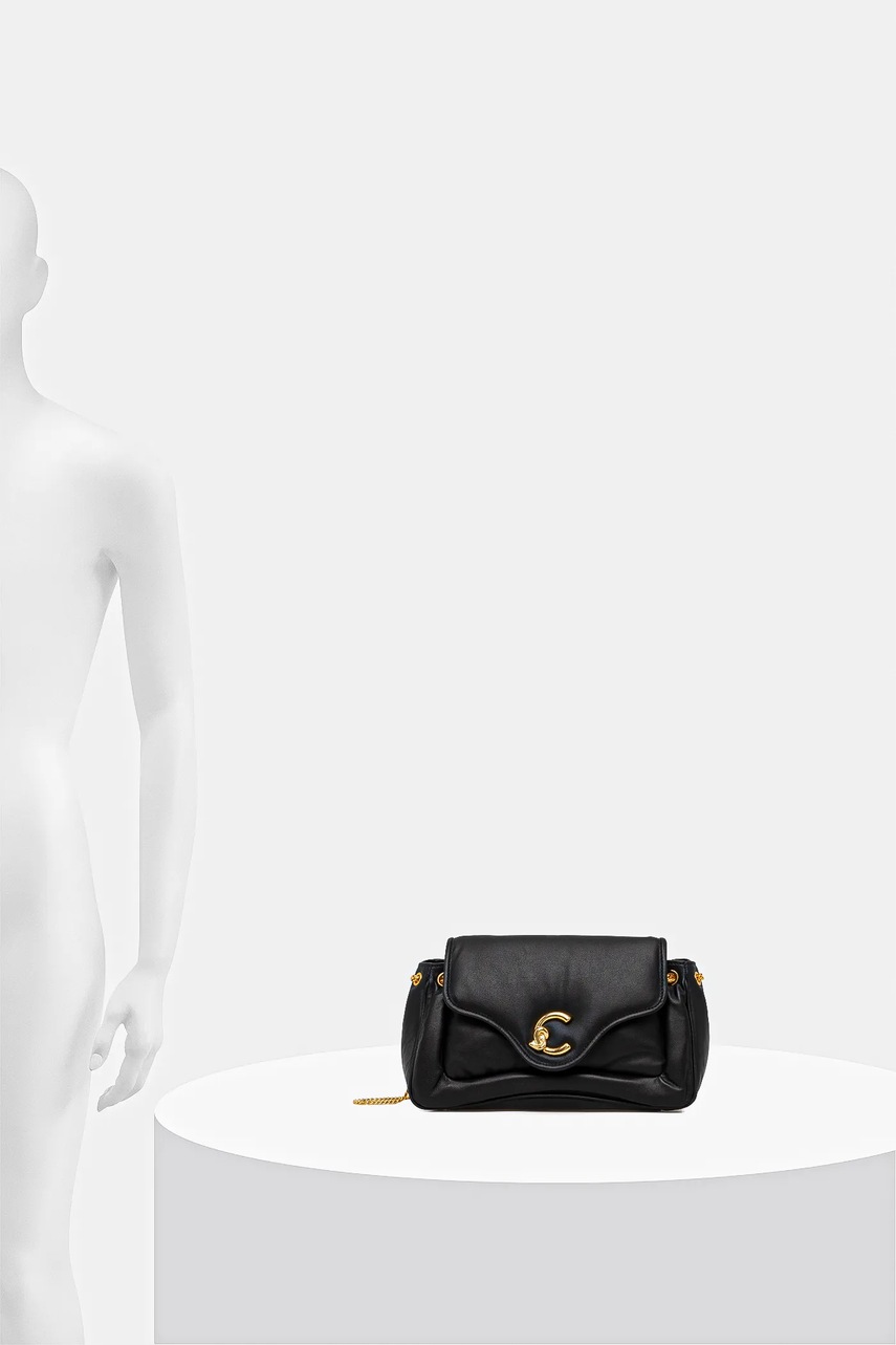 Δερμάτινη τσάντα Coccinelle COCCINELLE C-ME FLUFFY χρώμα: μαύρο, E1.SUE.12.01.01 φωτογραφία