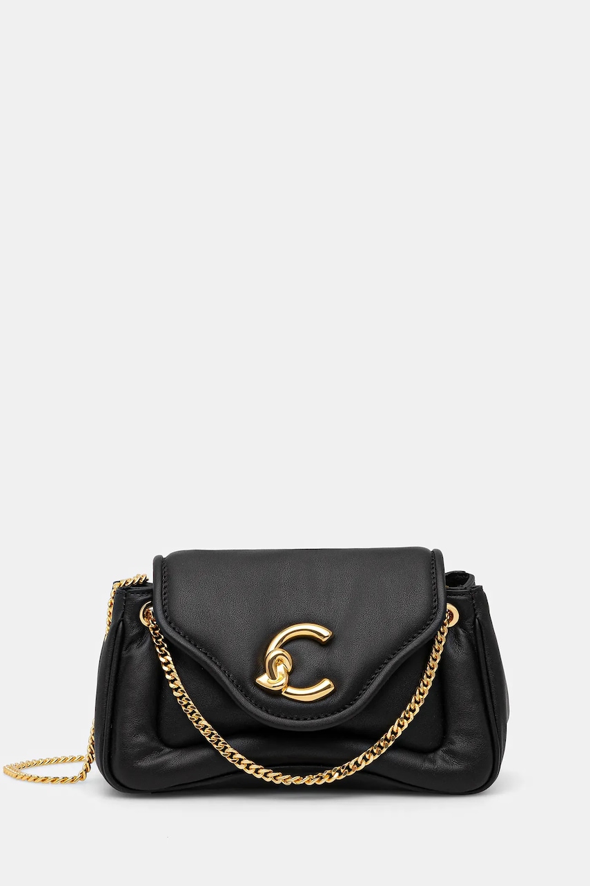 Coccinelle poșetă de piele COCCINELLE C-ME FLUFFY culoarea negru, E1.SUE.12.02.01