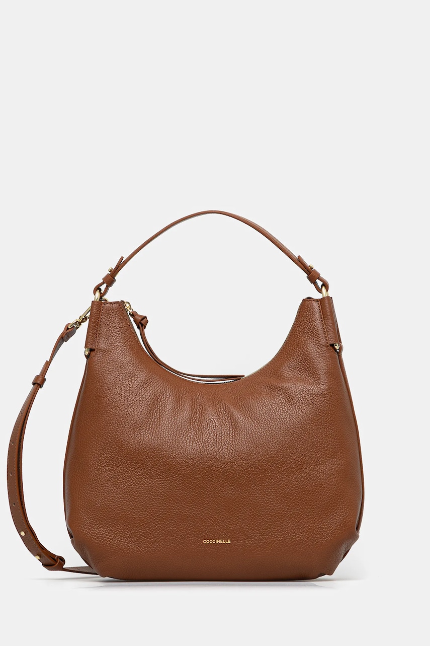 Coccinelle poșetă de piele REBEKKA culoarea maro, E1.T95.13.02.01