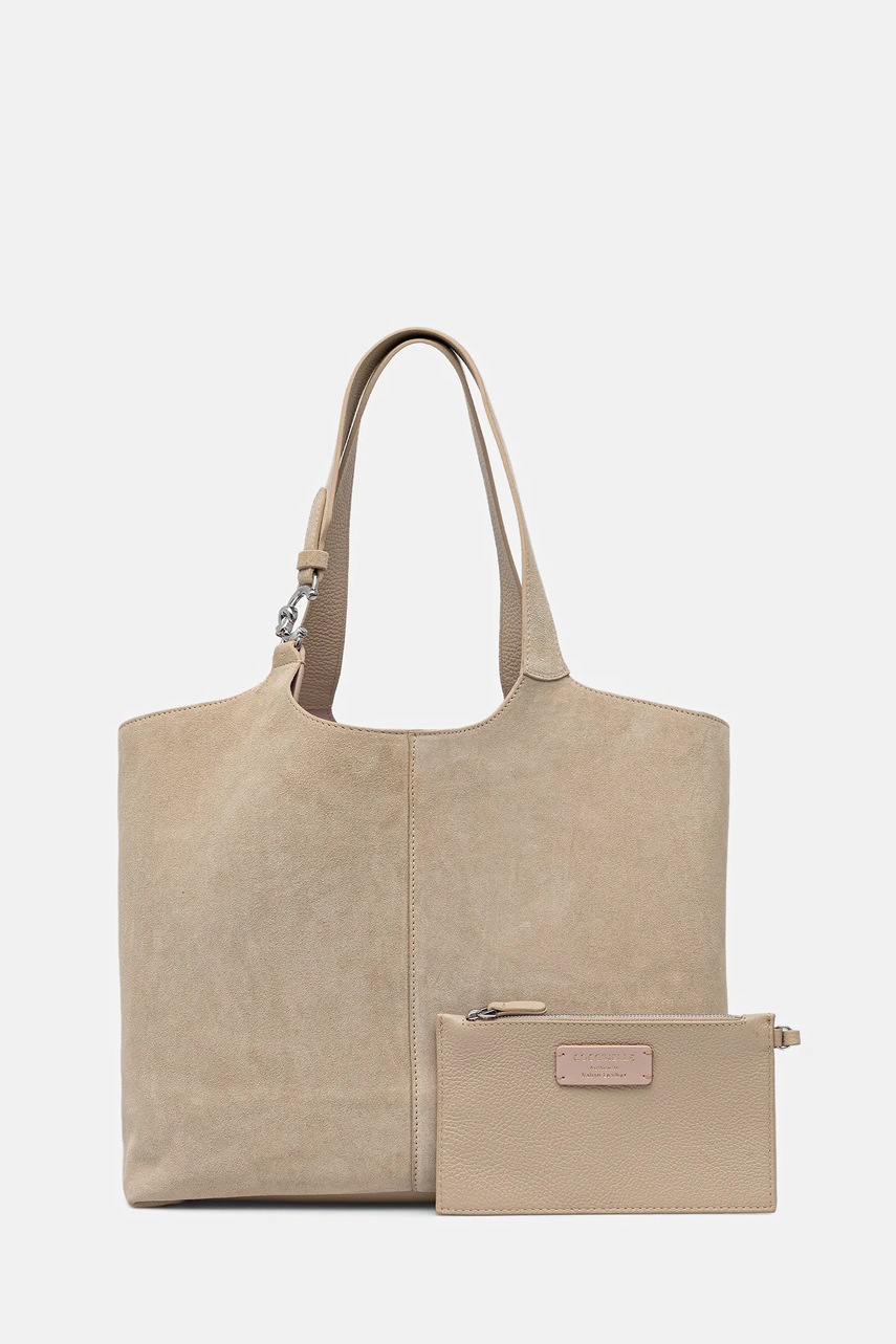 Coccinelle geantă de mână din piele întoarsă culoarea bej, E1.THE.11.01.01