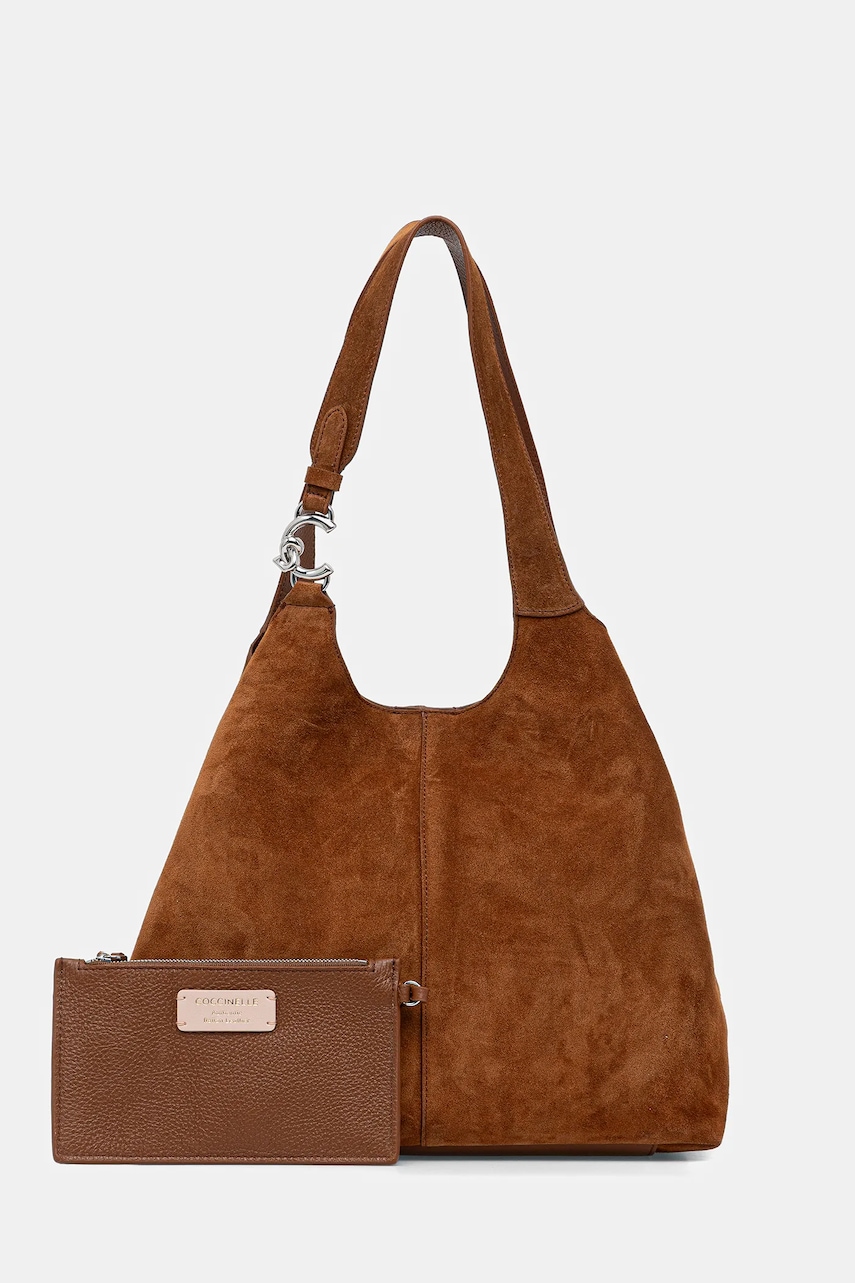 Coccinelle geantă de mână din piele întoarsă culoarea bej, E1.THE.11.01.01