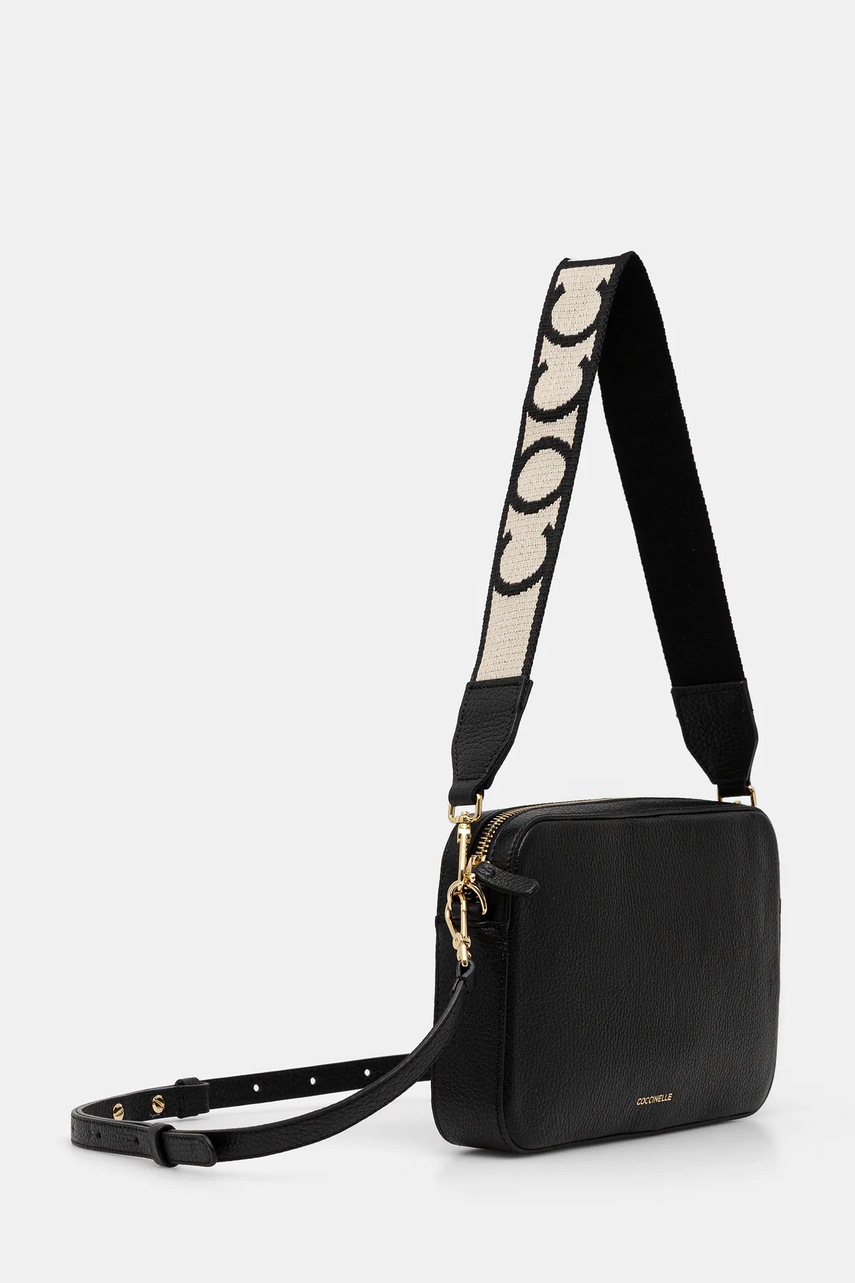 Δερμάτινη τσάντα Coccinelle TEBE χρώμα: μαύρο, E5.MN5.52.01.01 φωτογραφία