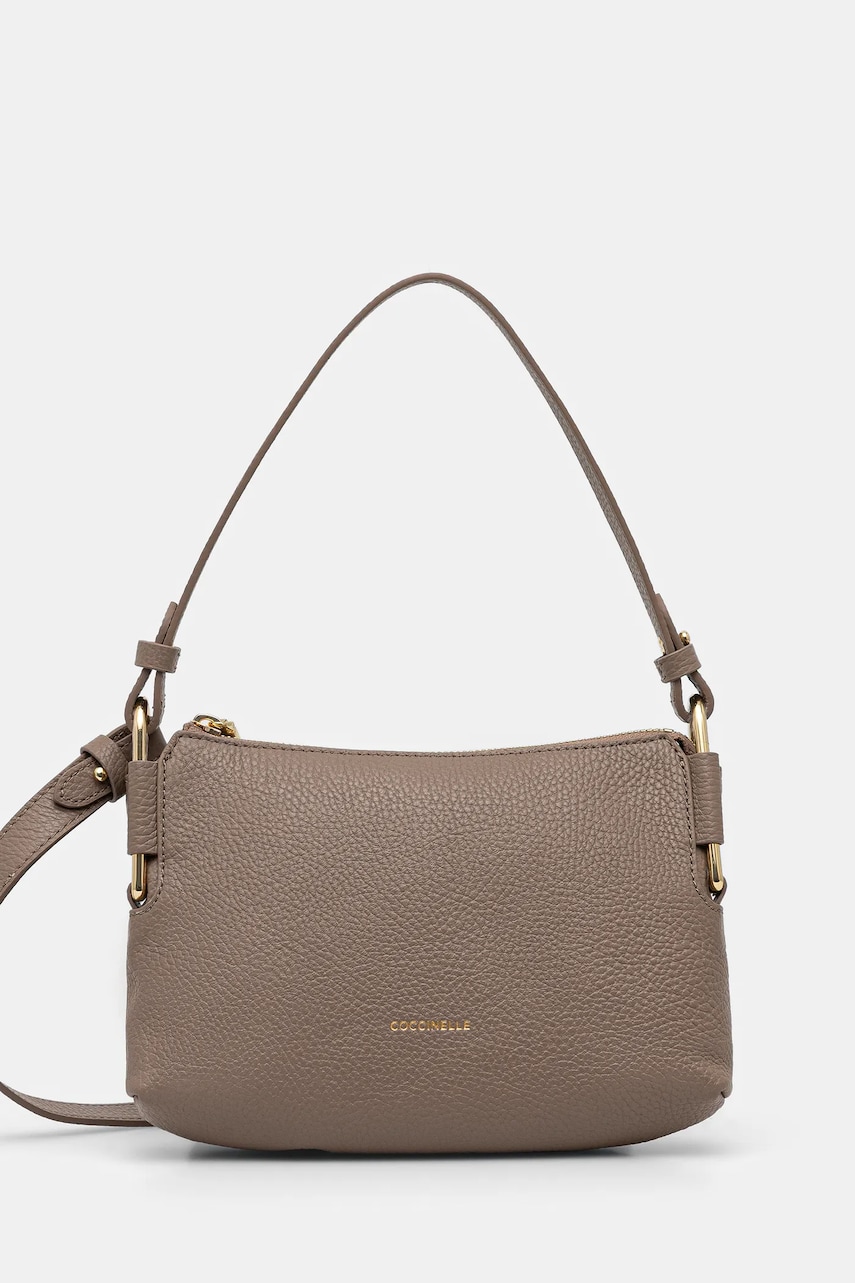 Coccinelle poșetă de piele REBEKKA culoarea maro, E5.T95.52.01.01
