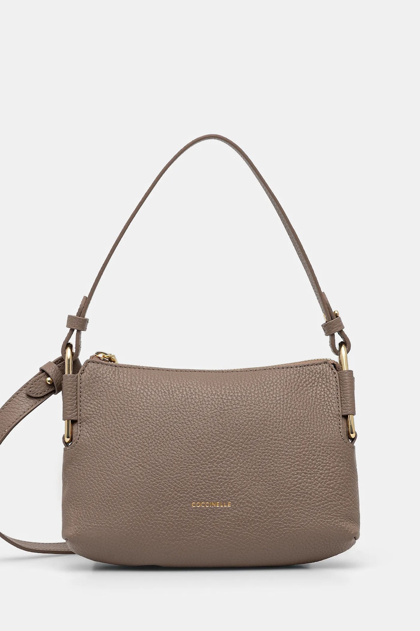Coccinelle poșetă de piele REBEKKA culoarea maro, E5.T95.52.01.01