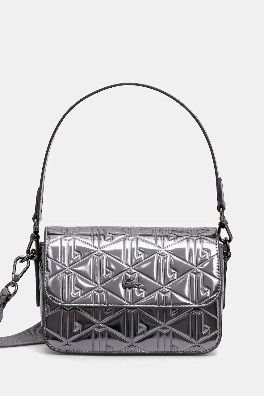 Lacoste poșetă de piele culoarea argintiu, NF5139HN