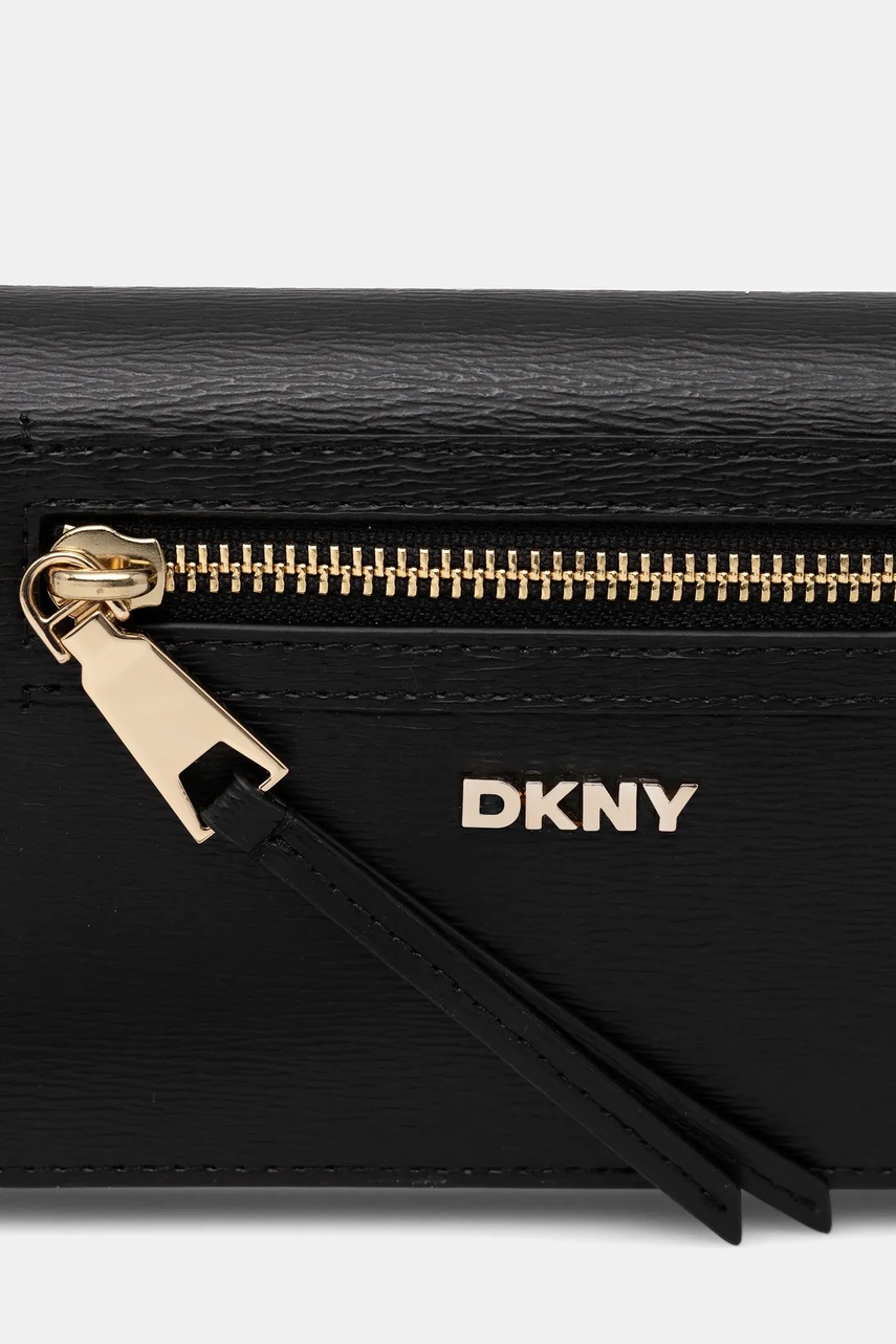Δερμάτινη τσάντα Dkny χρώμα: μαύρο, R52E3K47 φωτογραφία